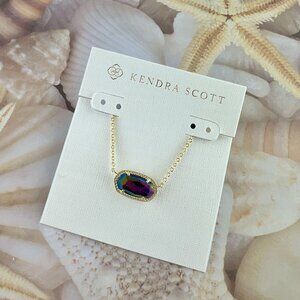 Kendra Scott Elisa Iridescent blue goldstone gold necklace